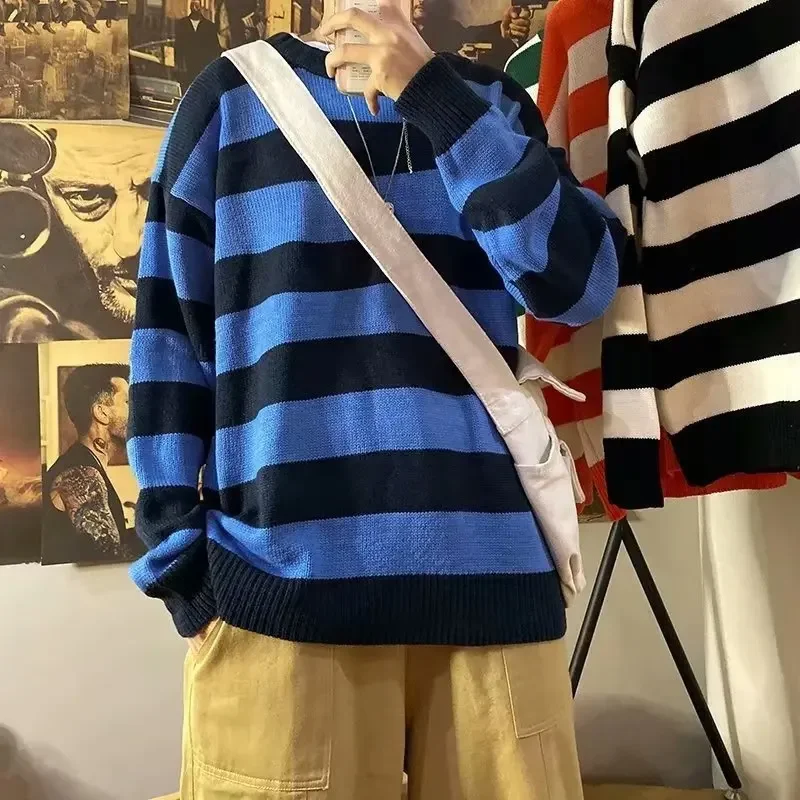 Korean Fashion Contrast Color Striped Sweaters Men Casual Oversized Knit Jumpers Men Harajuku Long Sleeve Pullover Men Clothing
Korean Fashion Contrast Color Striped Sweaters Men Casual Oversized Knit Jumpers Men Harajuku Long Sleeve Pullover Men Clothing