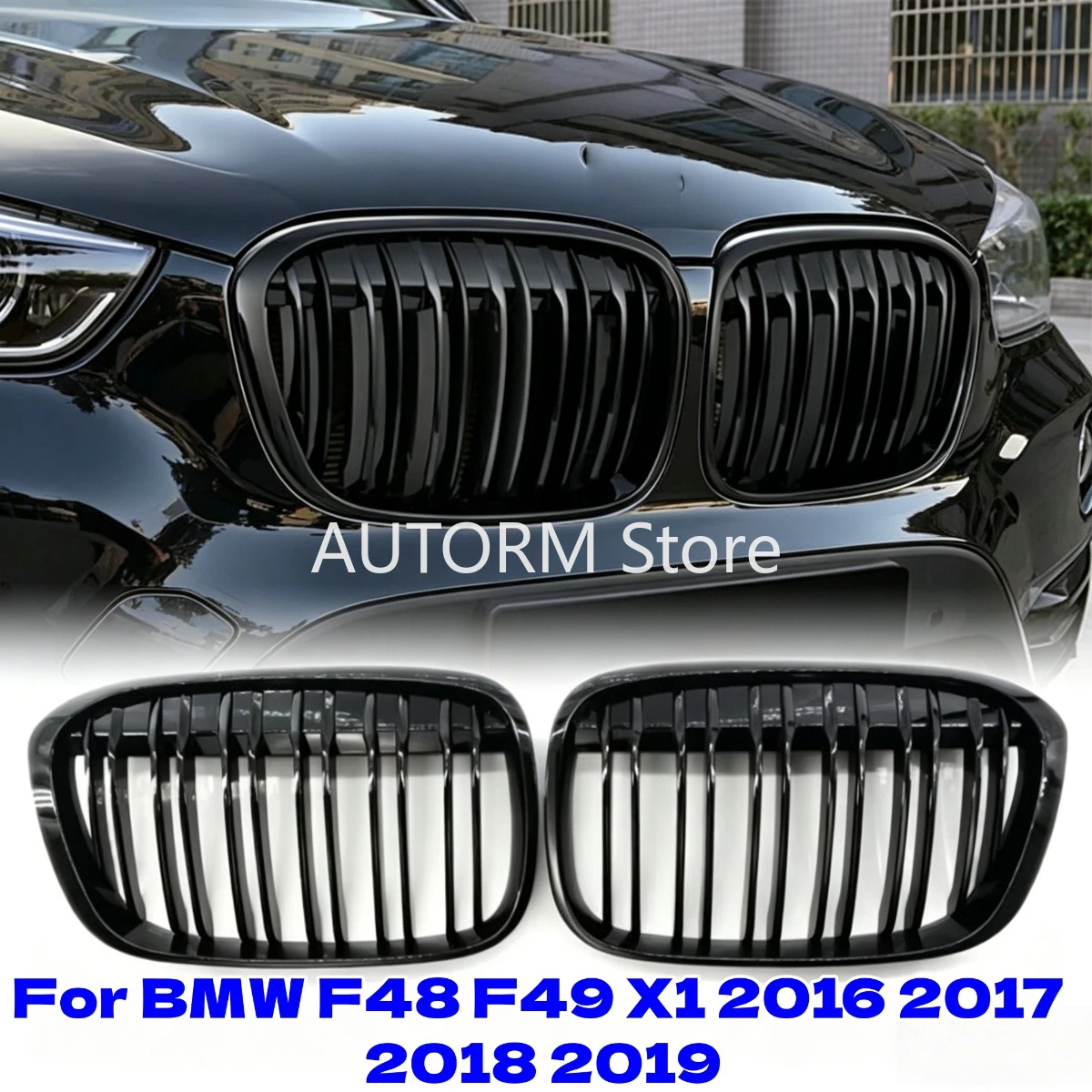 Решетка радиатора (ноздри) для BMW F48 F49 X1 2016-2019, глянцевая черная, из ABS-пластика, двойные ламели
Решетка радиатора (ноздри) для BMW F48 F49 X1 2016-2019, глянцевая черная, из ABS-пластика, двойные ламели