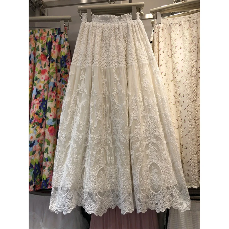 MEXZT Vintage Midi Skirt Women Fairy Korean Lace Embroidery Skirts Summer Streetwear Elastic High Waist Casual A Line Faldas New
MEXZT Vintage Midi Skirt Women Fairy Korean Lace Embroidery Skirts Summer Streetwear Elastic High Waist Casual A Line Faldas New
