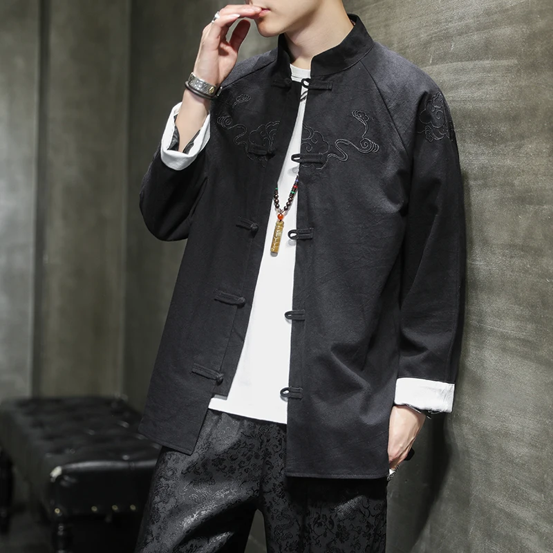Chinese Sle Embroidered Button up Collar Jaet Men's Spring Autumn Wind Coat Hanfu Clothing Traditional Chinese Menswear
Chinese Sle Embroidered Button up Collar Jaet Men's Spring Autumn Wind Coat Hanfu Clothing Traditional Chinese Menswear