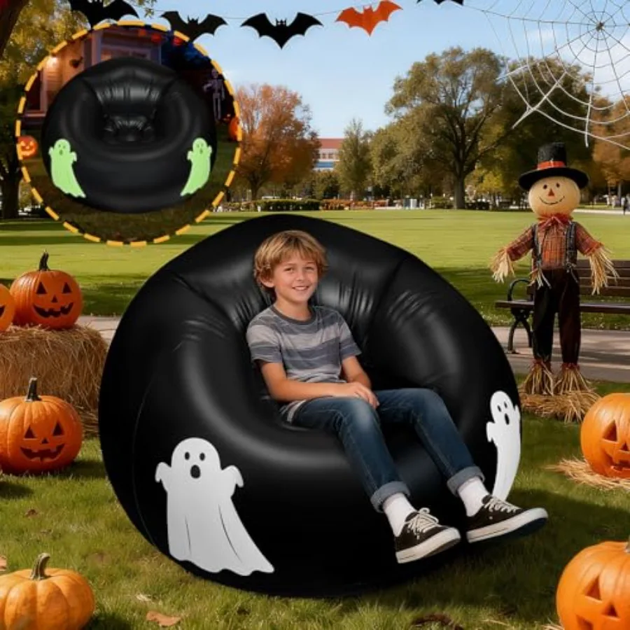 Inflatable Bean Bag Chair Sofa for with Ghost Pattern Glow in The Dark Blow up Air Lounge Chairs Furniture Couch for Camping Mo
Inflatable Bean Bag Chair Sofa for with Ghost Pattern Glow in The Dark Blow up Air Lounge Chairs Furniture Couch for Camping Mo