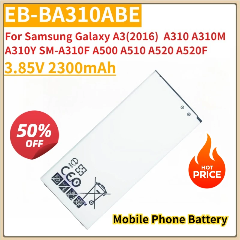 New Replacement Battery EB-BA310ABE 3.85V 2300mAh For Samsung Galaxy A3(2016) A310 A310M A310Y SM-A310F A500 A510 A520 A520F
New Replacement Battery EB-BA310ABE 3.85V 2300mAh For Samsung Galaxy A3(2016) A310 A310M A310Y SM-A310F A500 A510 A520 A520F