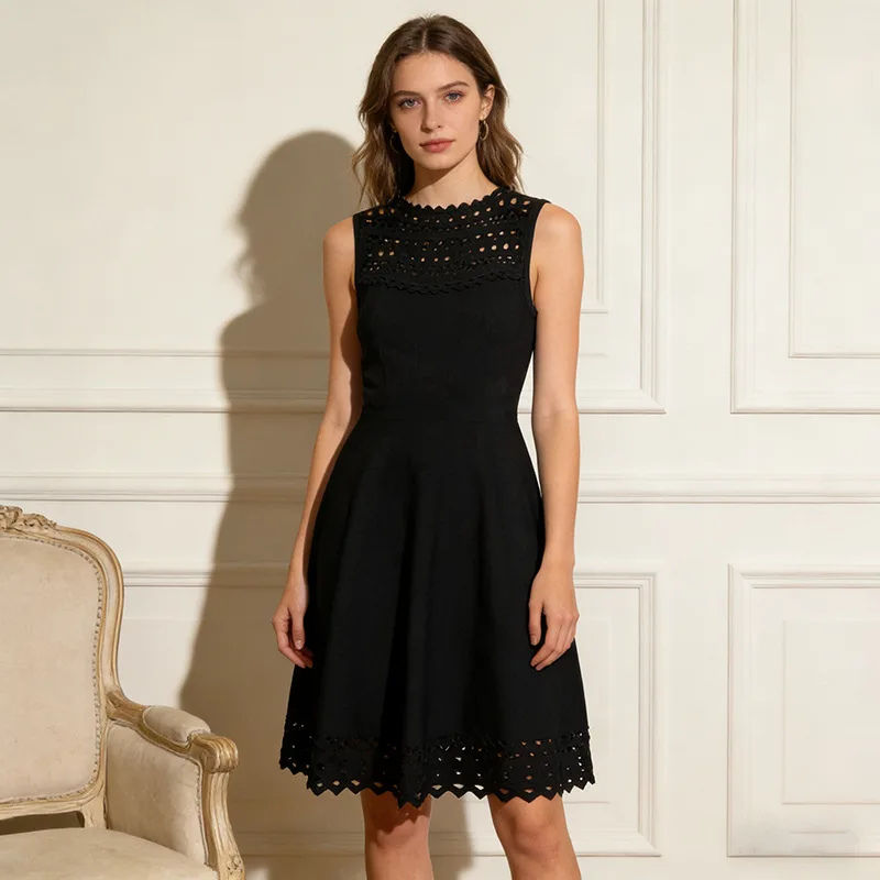 High Quality Hollow-out Big Swing Solid Dresses Spring Women Sleeveless Round Neck Dress High Waist Pullover Slim Mini Dress
High Quality Hollow-out Big Swing Solid Dresses Spring Women Sleeveless Round Neck Dress High Waist Pullover Slim Mini Dress