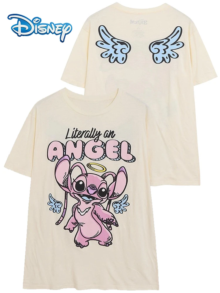 Disney Stitch Little Monster Angel Letter Cartoon Print T-Shirt Cute Women Short Sleeve O-Neck Pullover Tops Female Streetwear
Disney Stitch Little Monster Angel Letter Cartoon Print T-Shirt Cute Women Short Sleeve O-Neck Pullover Tops Female Streetwear
