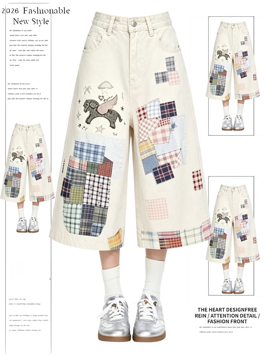 American Retro Plaid 3D Printed Denim Seven-Foot Pants Women Summer New Loose Wide Leg Pants High Waist with Pocket Casual Wear
American Retro Plaid 3D Printed Denim Seven-Foot Pants Women Summer New Loose Wide Leg Pants High Waist with Pocket Casual Wear