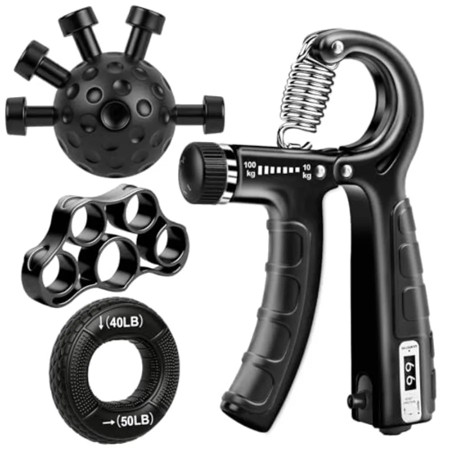 4-Pack Adjustable Hand Grip Strengthener Kit Black Finger Exerciser Stretcher for Strength Training Recovery and Flexib
4-Pack Adjustable Hand Grip Strengthener Kit Black Finger Exerciser Stretcher for Strength Training Recovery and Flexib