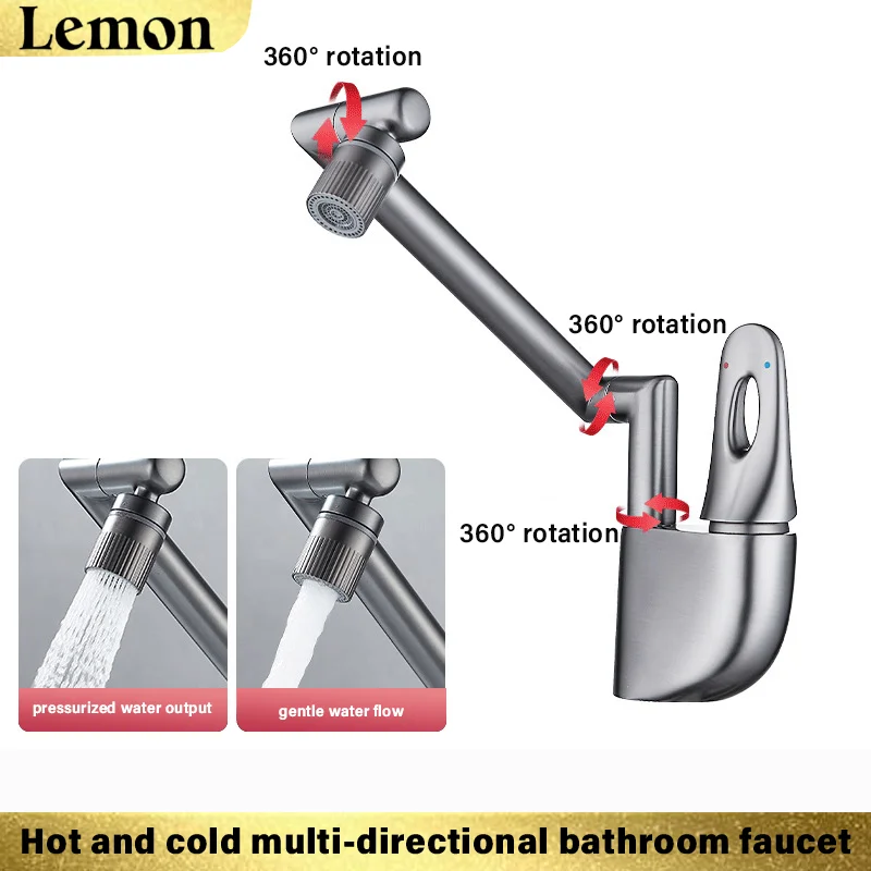 Mechanical arm with a stylish and atmospheric feel. Bathroom hot and cold water, hand washing basin faucet
Mechanical arm with a stylish and atmospheric feel. Bathroom hot and cold water, hand washing basin faucet