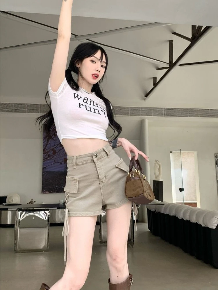 Figure Flattering Khaki High Waist A-line Drawstring Shorts for Petite Women Summer Fashion Trendy Chic Casual Wear
Figure Flattering Khaki High Waist A-line Drawstring Shorts for Petite Women Summer Fashion Trendy Chic Casual Wear