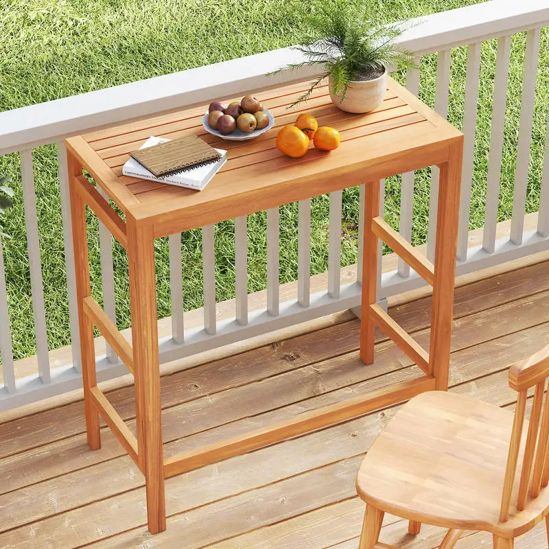 Acacia Wood Outdoor Bar Table with Slatted Tabletop for Balcony
Acacia Wood Outdoor Bar Table with Slatted Tabletop for Balcony