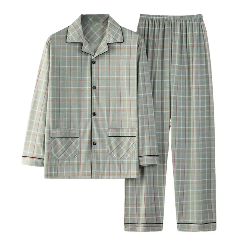 Men Pajama Set Plaid Print Pajama Set with Long Sleeve Shirt Elastic Waist Pants Loungewear Suit
Men Pajama Set Plaid Print Pajama Set with Long Sleeve Shirt Elastic Waist Pants Loungewear Suit