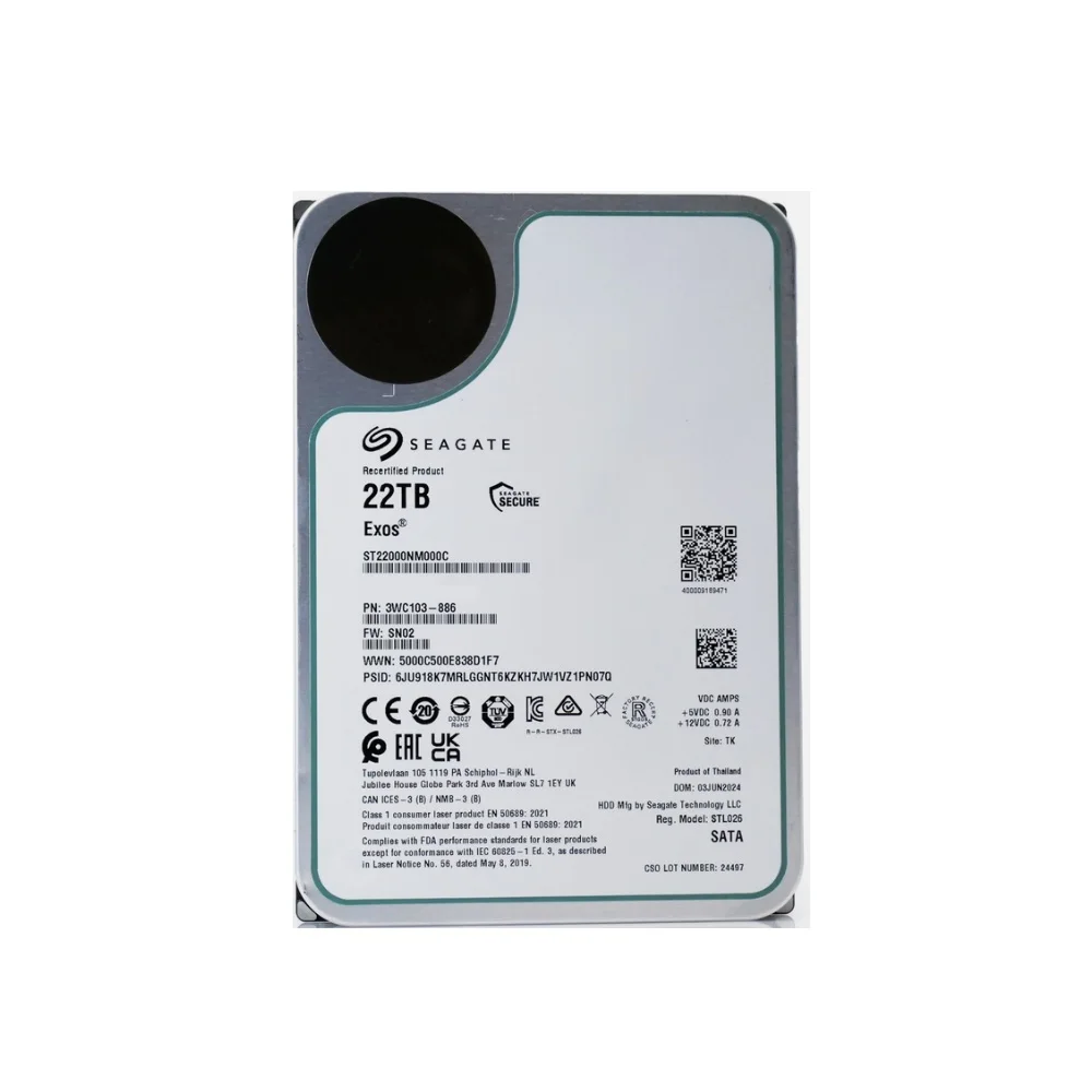 Новый жесткий диск Enterprise EXOS X20 ST22000NM000C 22 ТБ 7,2 тыс. об/мин 256 МБ SATA 6 Гбит/с NAS 3,5-дюймовый выдерживаемый жесткий диск для сервера
Новый жесткий диск Enterprise EXOS X20 ST22000NM000C 22 ТБ 7,2 тыс. об/мин 256 МБ SATA 6 Гбит/с NAS 3,5-дюймовый выдерживаемый жесткий диск для сервера