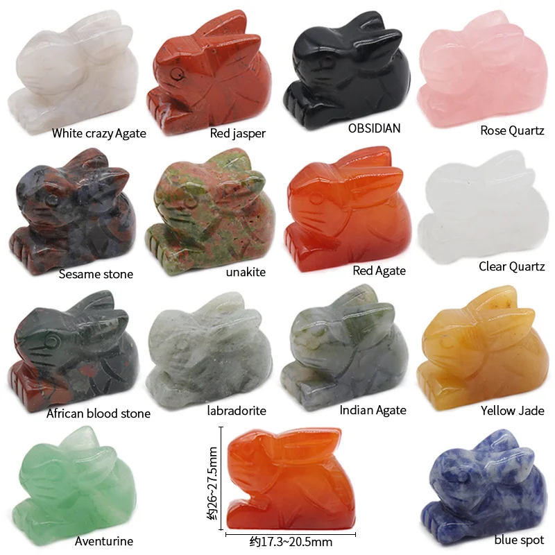 12pcs 1 Inch Bunny Little Rabbit Carved Stone Quartz Carving Crystal Healing Decoration Animal Ornaments Crafts
12pcs 1 Inch Bunny Little Rabbit Carved Stone Quartz Carving Crystal Healing Decoration Animal Ornaments Crafts