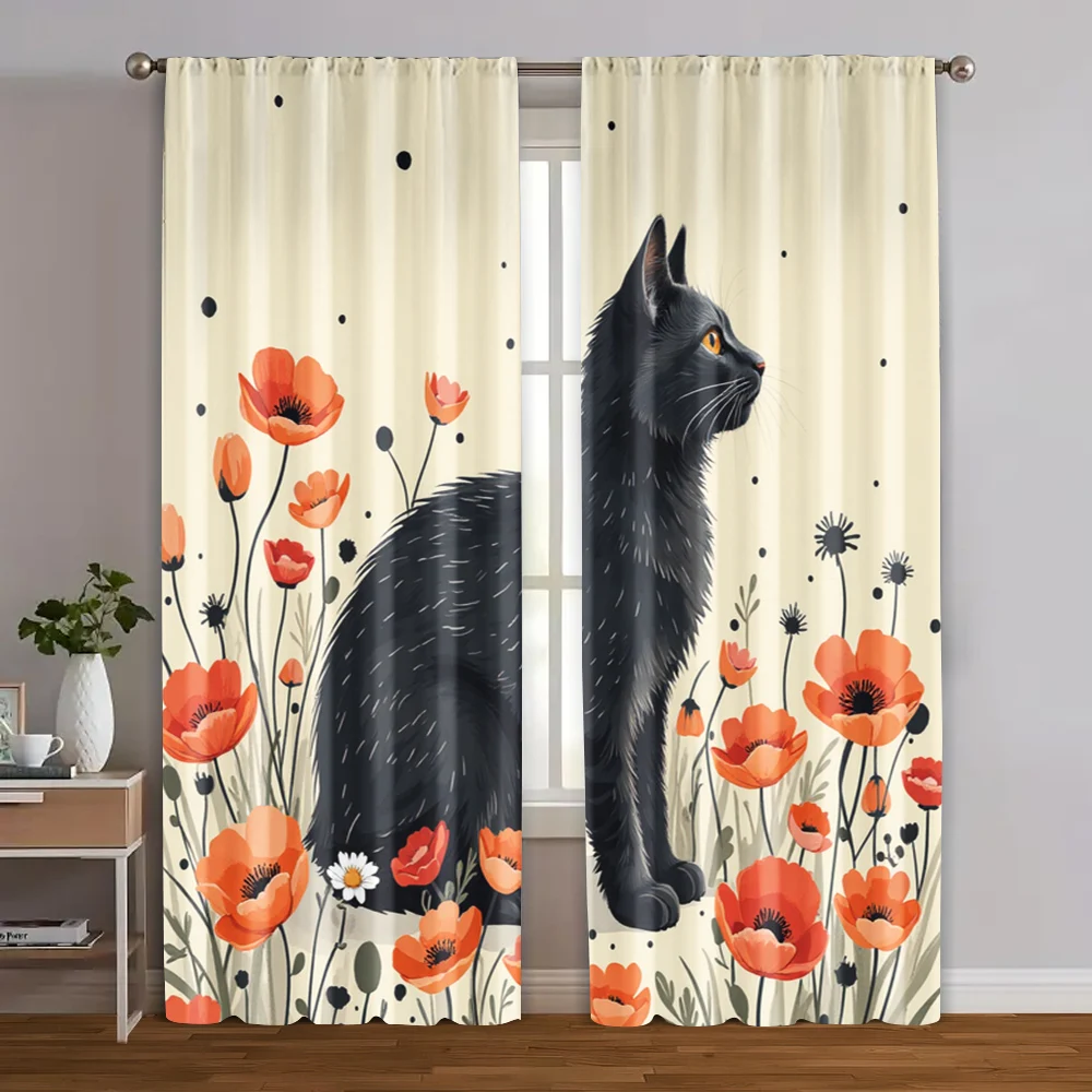 2pcs, Curtains Charming Black Cat Fabric (without rod) Thermal Insulation, and Room Darkening Functions Use for Bedroom, Living
2pcs, Curtains Charming Black Cat Fabric (without rod) Thermal Insulation, and Room Darkening Functions Use for Bedroom, Living