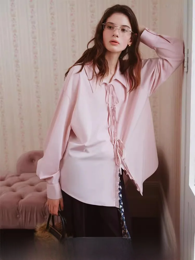 Женская рубашка Vivian Yip с бантом и пуговицами, свободного кроя, с длинными рукавами, однотонная, в повседневном стиле, из полиэфирного волокна, топ для офиса
Женская рубашка Vivian Yip с бантом и пуговицами, свободного кроя, с длинными рукавами, однотонная, в повседневном стиле, из полиэфирного волокна, топ для офиса