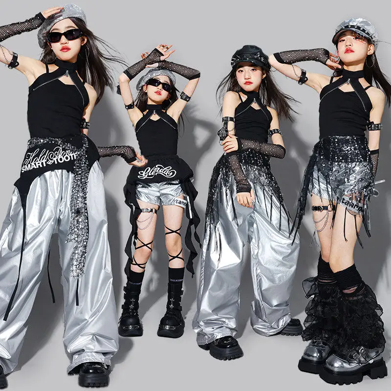 Girls Kpop Dance Costume 2026 Jazz Performance Show Stage Outfit Black Tank Top Black Pants Kid Fashion Runways Clothing AMY3844
Girls Kpop Dance Costume 2026 Jazz Performance Show Stage Outfit Black Tank Top Black Pants Kid Fashion Runways Clothing AMY3844