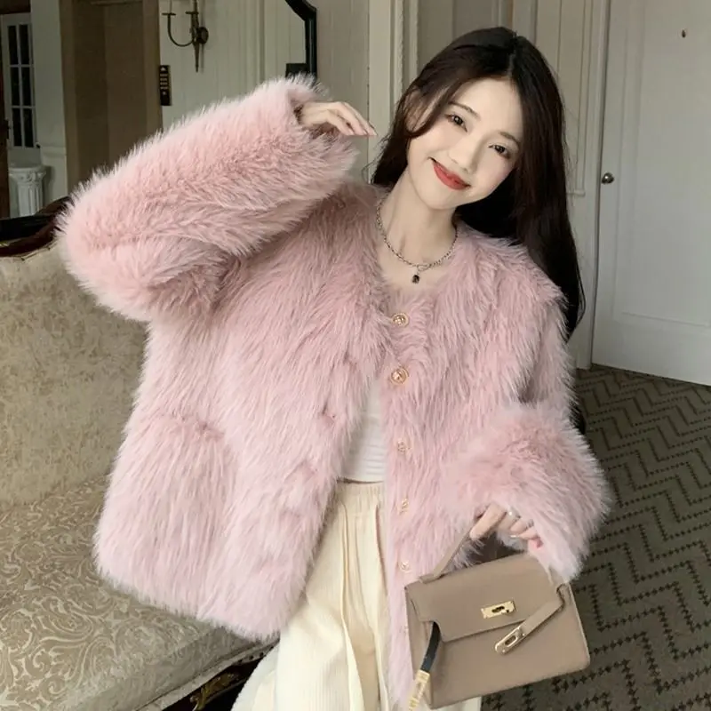Women High Sense Faux Fur Coat Winter Female Loose Temperament Short Furry Outwear Fashion Casual All-Match Solid Color Outcoat
Women High Sense Faux Fur Coat Winter Female Loose Temperament Short Furry Outwear Fashion Casual All-Match Solid Color Outcoat