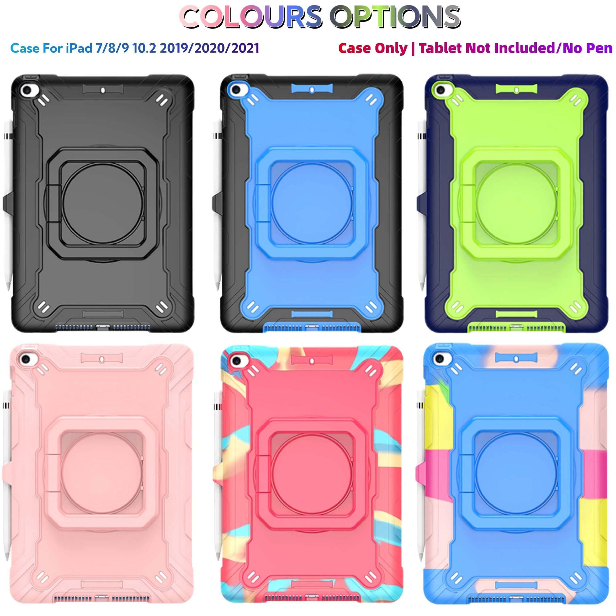 Case for iPad 9/8/7th 10.2Inch (2021/2020/2019) Tablet Shockproof Cover Case with 360 Rotating Stand/Pen Holder/Shoulder Strap
Case for iPad 9/8/7th 10.2Inch (2021/2020/2019) Tablet Shockproof Cover Case with 360 Rotating Stand/Pen Holder/Shoulder Strap