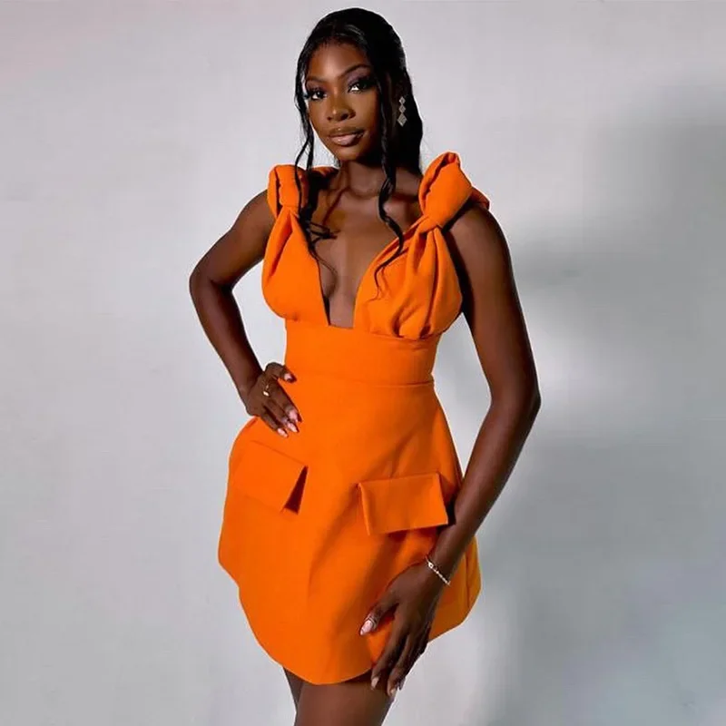 Women Fashion New Sleeveless Elegant V-Neck High Waist Dress Summer Sexy Bow Strap Temperament Backless Night Club Party Dresses
Women Fashion New Sleeveless Elegant V-Neck High Waist Dress Summer Sexy Bow Strap Temperament Backless Night Club Party Dresses