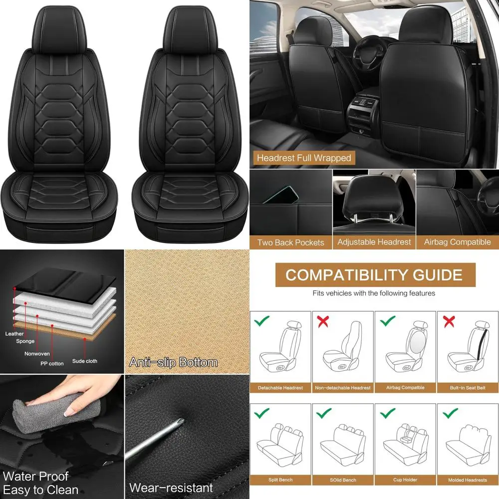 Кожаные чехлы на автомобильные сиденья, передняя пара, водонепроницаемые чехлы на сиденья из искусственной кожи для автомобилей, нескользящие чехлы для салона автомобиля, универсальная посадка для
Кожаные чехлы на автомобильные сиденья, передняя пара, водонепроницаемые чехлы на сиденья из искусственной кожи для автомобилей, нескользящие чехлы для салона автомобиля, универсальная посадка для