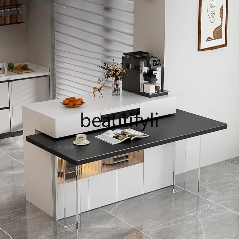 Separable island dining table, integrated new high-end rock slab suspended dining table, falling table cabinet can be customized
Separable island dining table, integrated new high-end rock slab suspended dining table, falling table cabinet can be customized