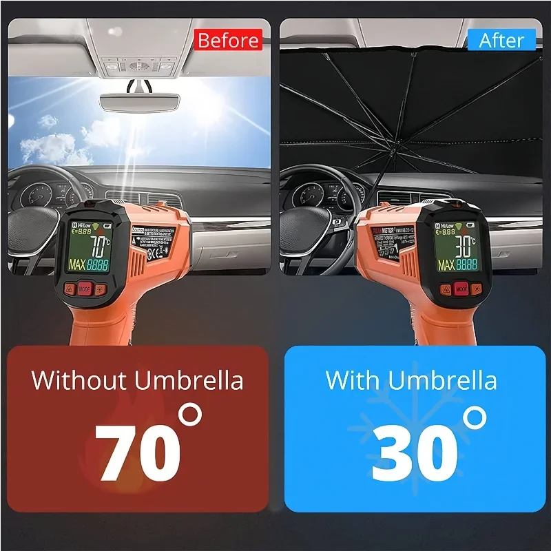 Car Sunshade Protector Umbrella 130x75cm 8-Rib Reverse Concave Collapsible Universal for Cars/SUV Outdoor Camping Open Style
Car Sunshade Protector Umbrella 130x75cm 8-Rib Reverse Concave Collapsible Universal for Cars/SUV Outdoor Camping Open Style