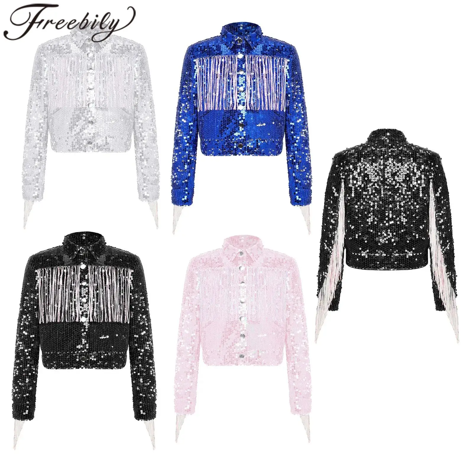 Children Lapel Tassel Jackets Jazz Dance Costume Sequin Fringed Coats Girls Sparkly Shiny Kids Festival Party 70s Disco Outfit
Children Lapel Tassel Jackets Jazz Dance Costume Sequin Fringed Coats Girls Sparkly Shiny Kids Festival Party 70s Disco Outfit