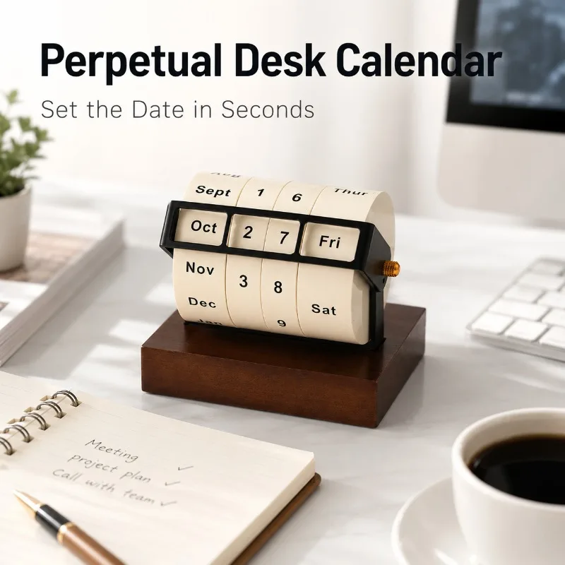 Manual Wheel Perpetual Calendar Rotating Desk Calendar Countdown Date Display Ornament for Office Home Study Desktop Decor
Manual Wheel Perpetual Calendar Rotating Desk Calendar Countdown Date Display Ornament for Office Home Study Desktop Decor