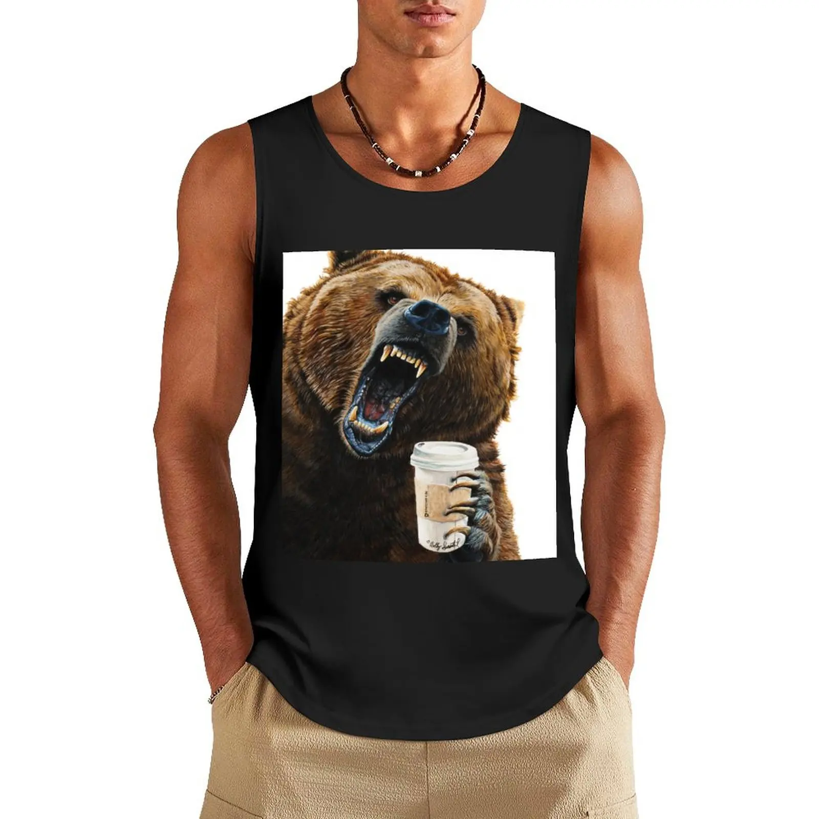 Grizzly Mornings - give that bear some coffee Tank Top Bodybuilding clothing man sleeveless shirt man Vests summer clothes
Grizzly Mornings - give that bear some coffee Tank Top Bodybuilding clothing man sleeveless shirt man Vests summer clothes