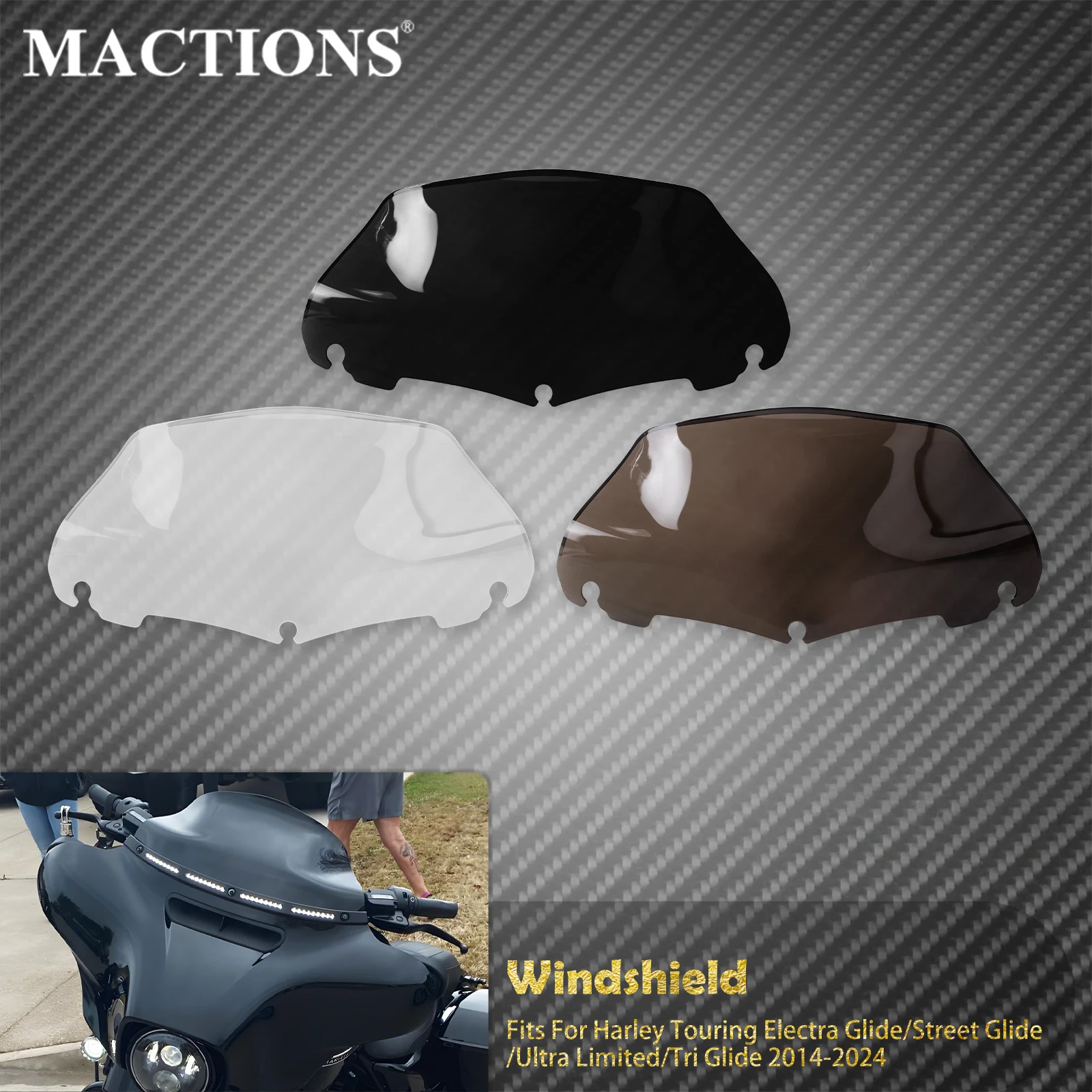 Motorcycle 9'' Windshield Upper Fairing Wind Deflector Windscreen For Harley Touring Electra Tri Glide Ultra Limited 2014-Up
Motorcycle 9'' Windshield Upper Fairing Wind Deflector Windscreen For Harley Touring Electra Tri Glide Ultra Limited 2014-Up