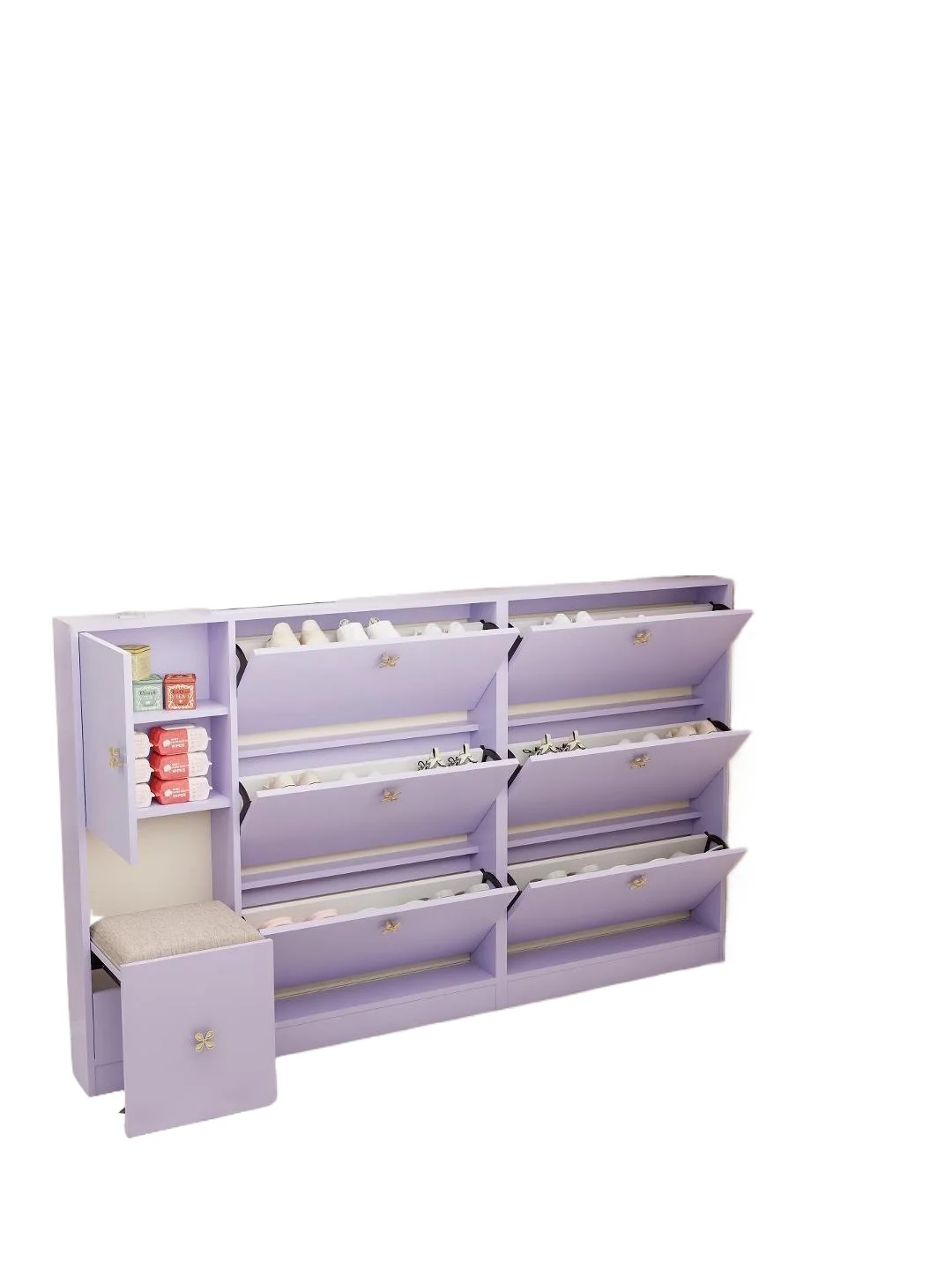 Tipping bucket shoe cabinet folding shoe changing stool integrated home storage cabinet dopamine purple ultra-thin upper wall
Tipping bucket shoe cabinet folding shoe changing stool integrated home storage cabinet dopamine purple ultra-thin upper wall