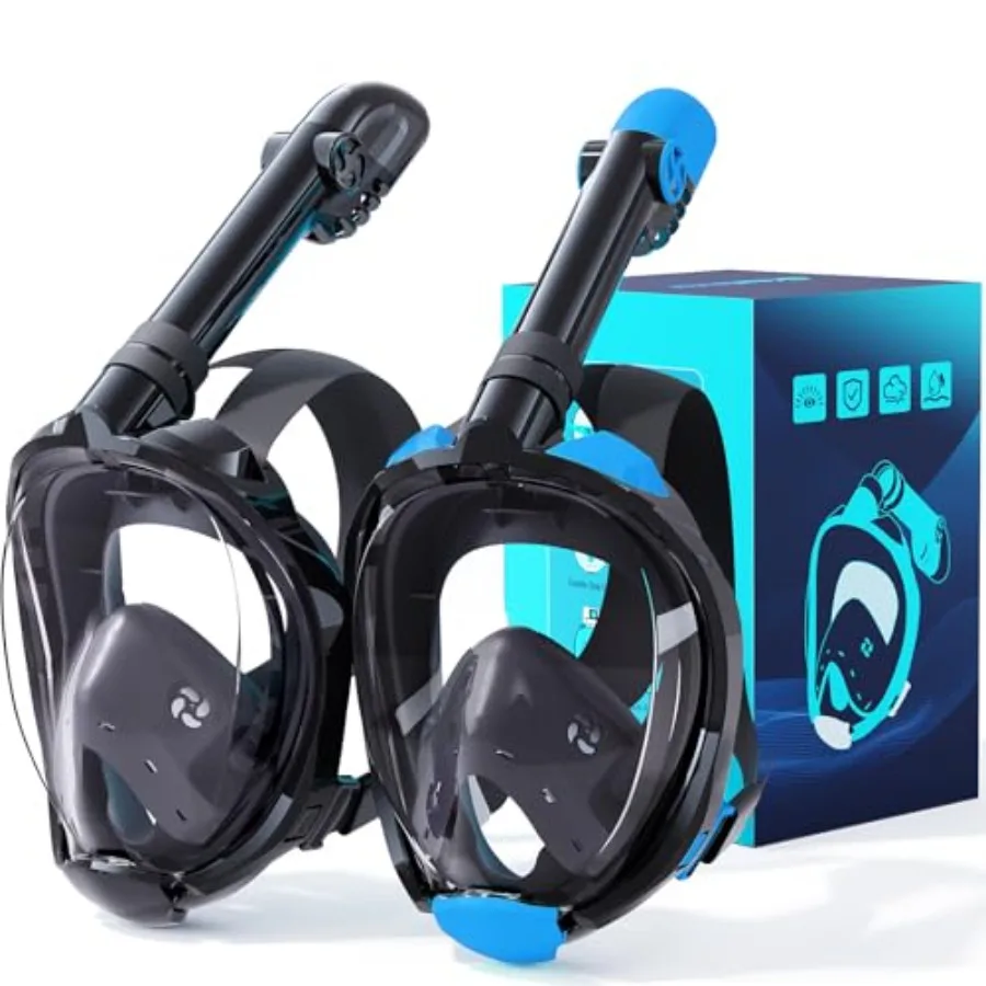 Snorkeling gear for adults: full-face mask with dry-top snorkel, anti-leak anti-fog silicone design, black, foldable with camer
Snorkeling gear for adults: full-face mask with dry-top snorkel, anti-leak anti-fog silicone design, black, foldable with camer