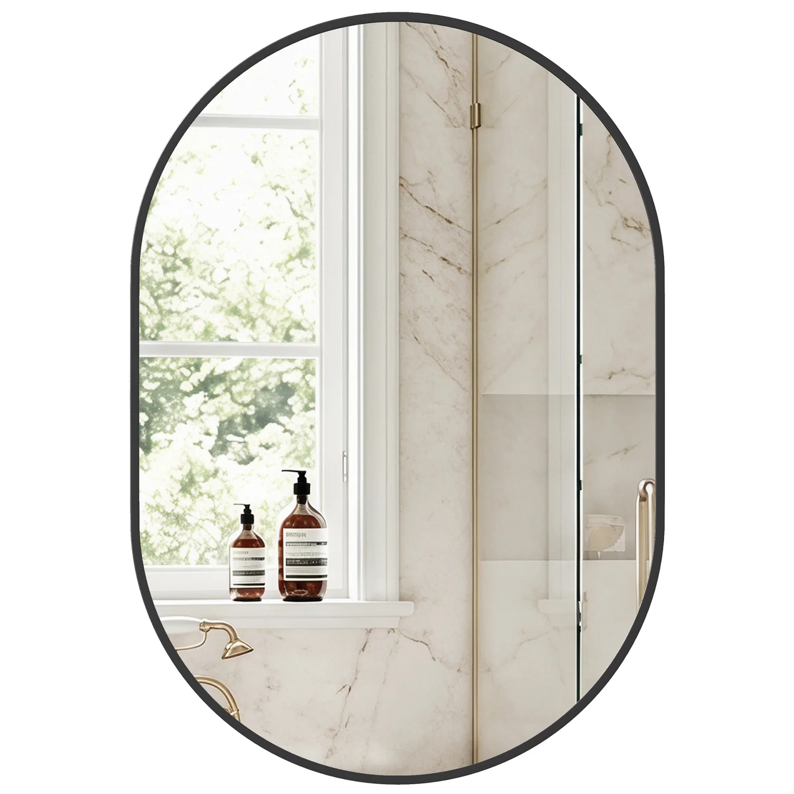 Bathroom Mirror, Oval Wall Mirror, with Rust-Proof Metal Frame and Tempered Glass
Bathroom Mirror, Oval Wall Mirror, with Rust-Proof Metal Frame and Tempered Glass