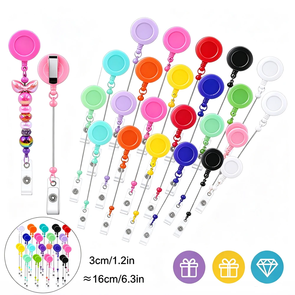 1-3Pcs Beadable Badge Reels with Bar, Retractable Beaded Holder Clips for ID Name Badge, DIY Jewelry Gift for Office
1-3Pcs Beadable Badge Reels with Bar, Retractable Beaded Holder Clips for ID Name Badge, DIY Jewelry Gift for Office