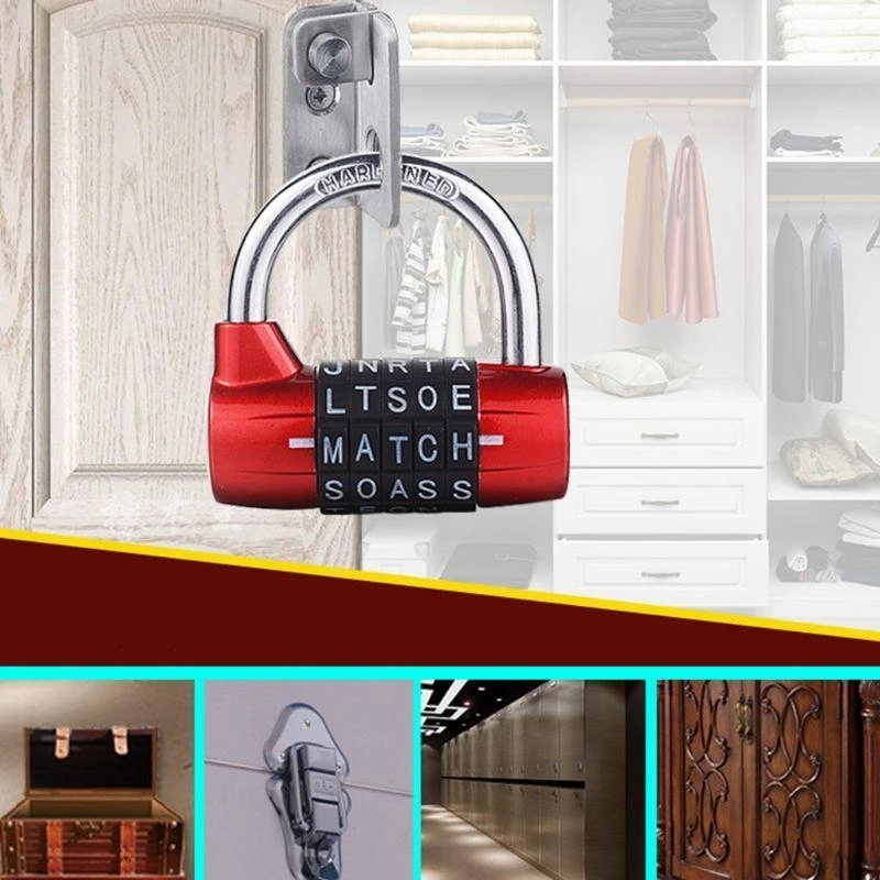 5 Letter Word Padlock Combination Security Resettable Lock Heavy Duty Aluminum
5 Letter Word Padlock Combination Security Resettable Lock Heavy Duty Aluminum