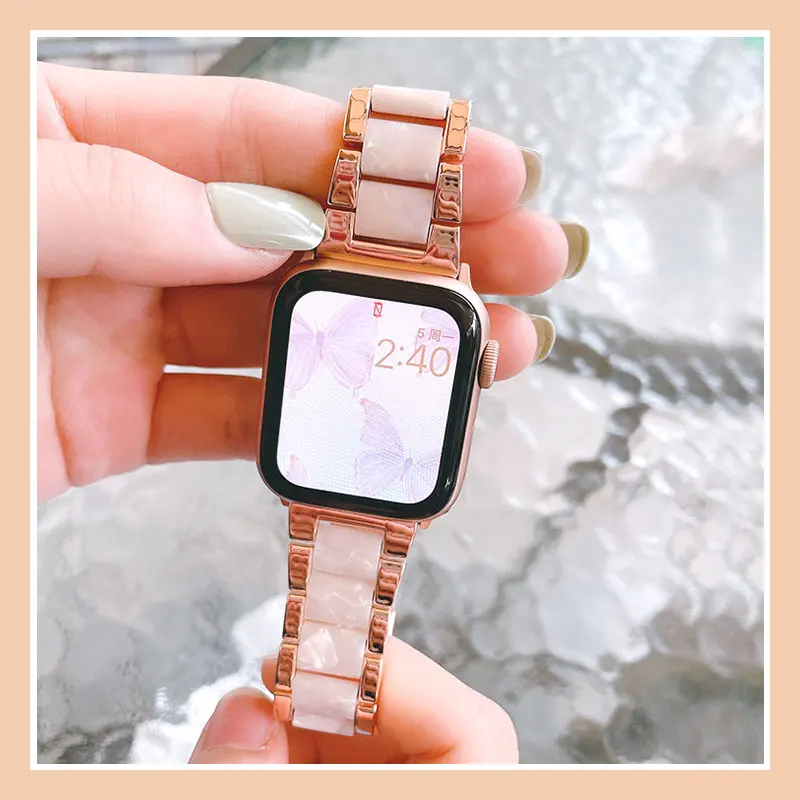 Resin watch link for apple watch 7 6 5 band 40mm 44mm iwatch 41mm 45mm Series 4 3 2 strap Wrist Accessories loop stainless band
Resin watch link for apple watch 7 6 5 band 40mm 44mm iwatch 41mm 45mm Series 4 3 2 strap Wrist Accessories loop stainless band
