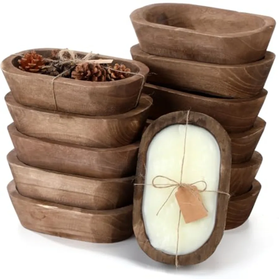 12 Pcs Wooden Dough Bowls Rustic Decorative Wood Dough Bowls Bulk for Decor with Card Hand Carved Paulownia Wood for Home Decor
12 Pcs Wooden Dough Bowls Rustic Decorative Wood Dough Bowls Bulk for Decor with Card Hand Carved Paulownia Wood for Home Decor