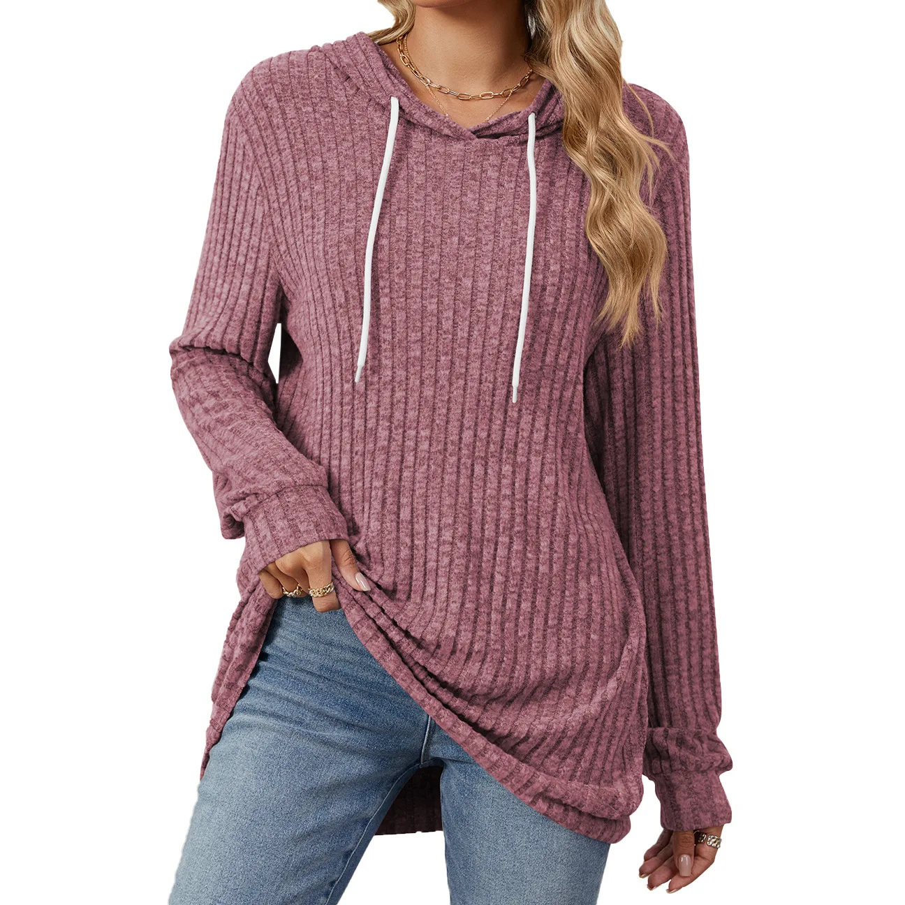 Autumn and winter casual solid color long-sleeved loose hooded polished sweater jacket women
Autumn and winter casual solid color long-sleeved loose hooded polished sweater jacket women