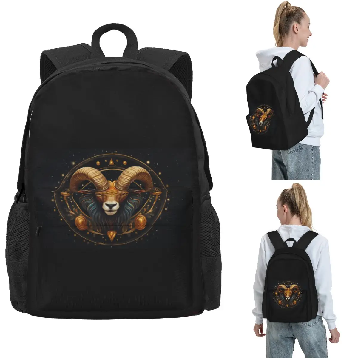 Aries Zodiac Celestial Goat And Ram Horns Print Backpack Hot Sale Daypack Large Capacity Kids BookBag School Bagfor Men Women
Aries Zodiac Celestial Goat And Ram Horns Print Backpack Hot Sale Daypack Large Capacity Kids BookBag School Bagfor Men Women
