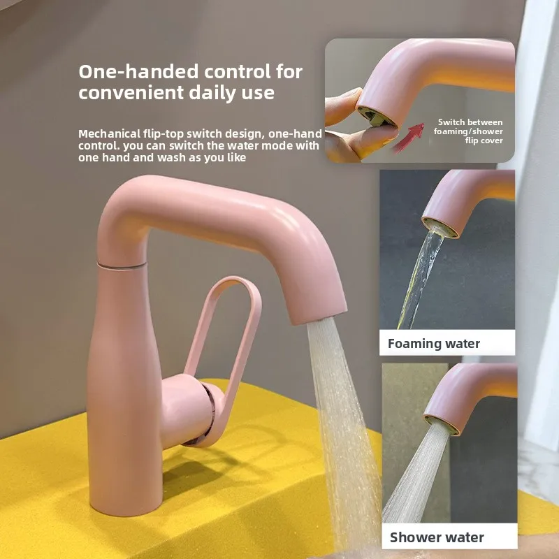 Pink all-copper basin faucet, pull-out faucet, washbasin, bathroom hot and cold dopamine faucet
Pink all-copper basin faucet, pull-out faucet, washbasin, bathroom hot and cold dopamine faucet