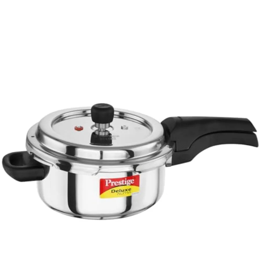 Deluxe Alpha Svachh Stainless Steel Pressure Cooker with Alpha Base and Deep Lid for Spillage Control 3 Liter
Deluxe Alpha Svachh Stainless Steel Pressure Cooker with Alpha Base and Deep Lid for Spillage Control 3 Liter