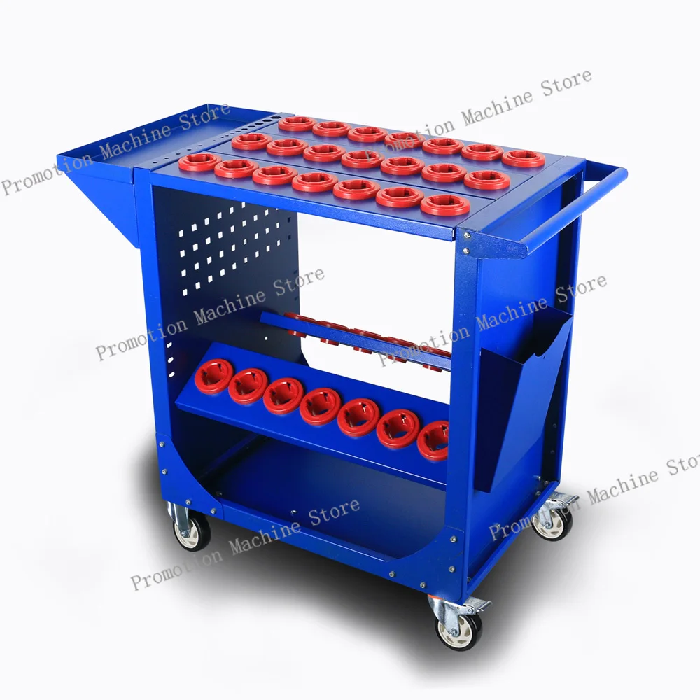 BT30 BT40 BT50 CNC Tool Trolley Cart 25 Capacity Tooling Blue 45 Taper Tool Holders Shelf Cart with Two Swivel Two Fixed Casters
BT30 BT40 BT50 CNC Tool Trolley Cart 25 Capacity Tooling Blue 45 Taper Tool Holders Shelf Cart with Two Swivel Two Fixed Casters