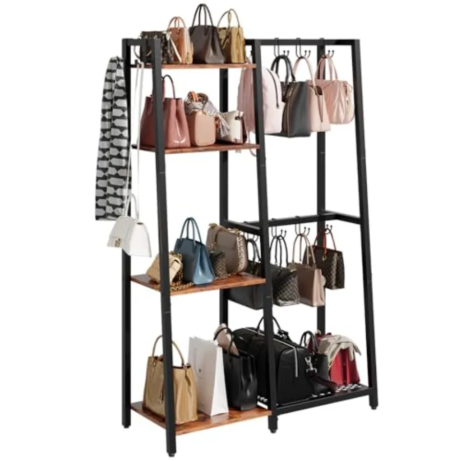 Purse Storage Organizer for Closet 4-Tier Iron Wood Purse Rack 8 Purse Hooks and 2 Side Hooks for Bag Organizer Large Capacity
Purse Storage Organizer for Closet 4-Tier Iron Wood Purse Rack 8 Purse Hooks and 2 Side Hooks for Bag Organizer Large Capacity