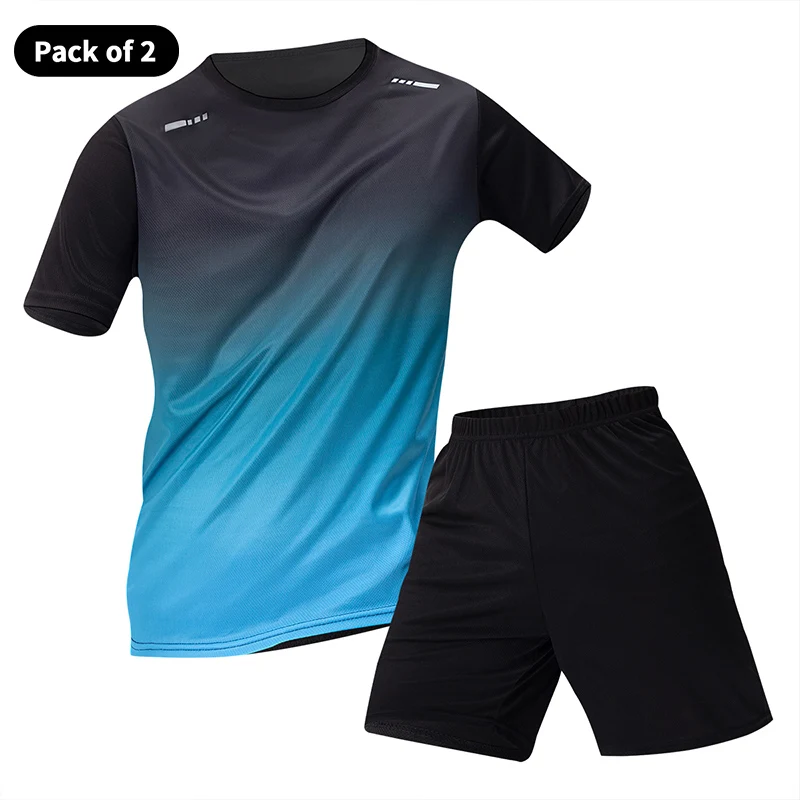 Summer Men's Gradient Color Two Piece Sets Breathable Quick Drying Short Sleeve Sport Suit Loose Outdoor Running Gym Fitness Set
Summer Men's Gradient Color Two Piece Sets Breathable Quick Drying Short Sleeve Sport Suit Loose Outdoor Running Gym Fitness Set