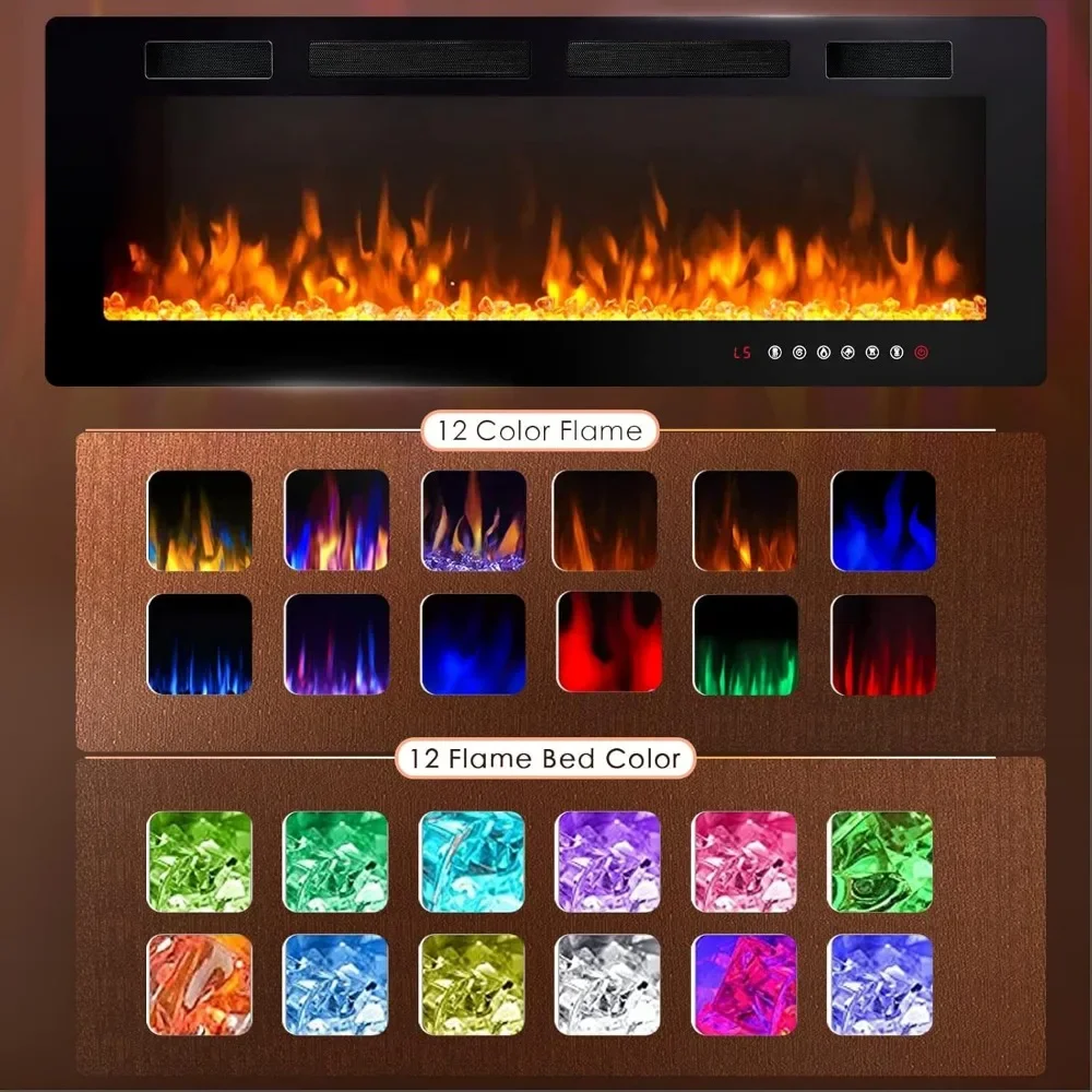 60 inch Electric Fireplace Recessed and Wall Mounted with Touch Screen Control Panel, Remote Control, Adjustable Flame Color
60 inch Electric Fireplace Recessed and Wall Mounted with Touch Screen Control Panel, Remote Control, Adjustable Flame Color