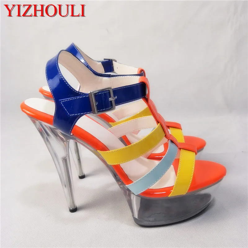 Fashion color stage size and sandals,15 cm, heel high fashion shoes, transparent waterproof platform dance shoes
Fashion color stage size and sandals,15 cm, heel high fashion shoes, transparent waterproof platform dance shoes