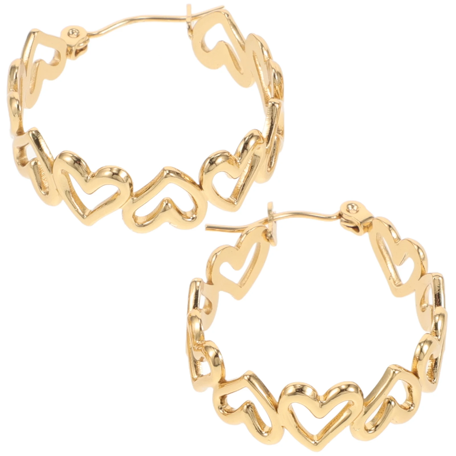 Stainless Steel Heart Hoop Earrings Golden Labret Piercing Jewelry Hollow Design Lightweight Safe Material Dangly Real 
Stainless Steel Heart Hoop Earrings Golden Labret Piercing Jewelry Hollow Design Lightweight Safe Material Dangly Real