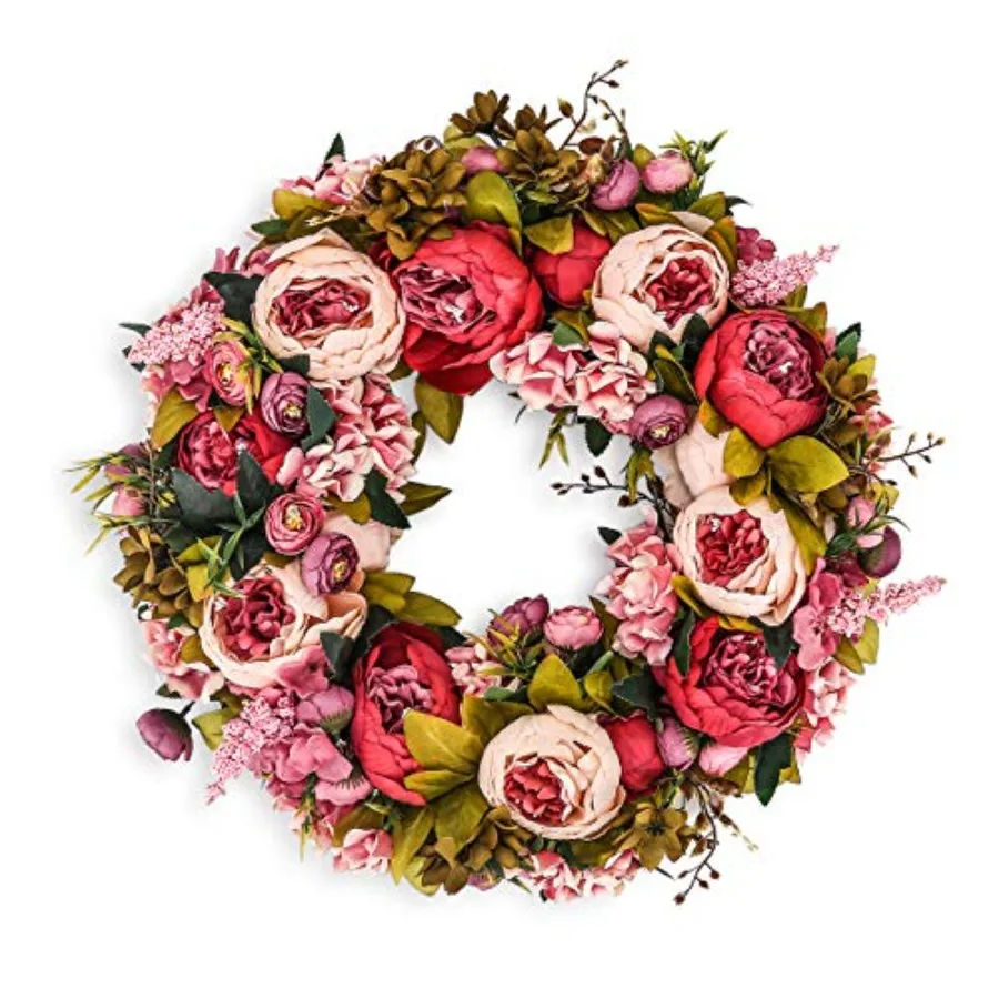 Artificial Peony Flower Wreath 19Inch Vintage Blooming Silk Peonies Spring Summer Fall Winter Large Wreaths Flower Green Leaves
Artificial Peony Flower Wreath 19Inch Vintage Blooming Silk Peonies Spring Summer Fall Winter Large Wreaths Flower Green Leaves