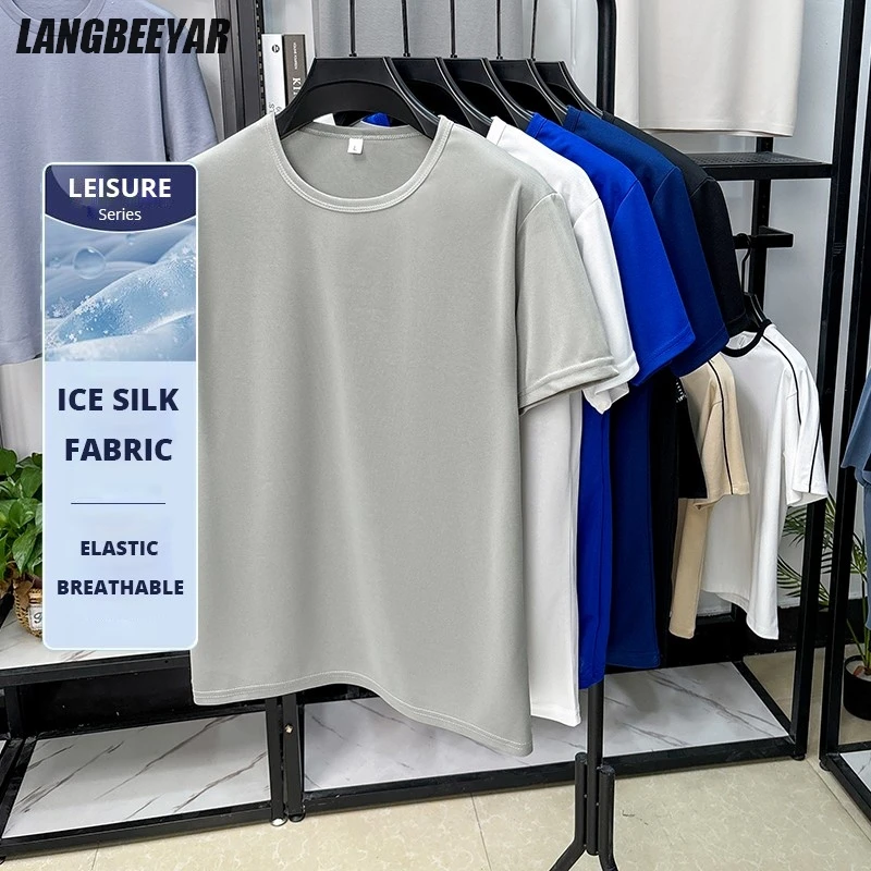 High Quality Ice Silk Quick Dry New Summer Brand Tops Mens t Shirts Fashion Sport Short Sleeve Solid Casual Mens Clothing 2025
High Quality Ice Silk Quick Dry New Summer Brand Tops Mens t Shirts Fashion Sport Short Sleeve Solid Casual Mens Clothing 2025