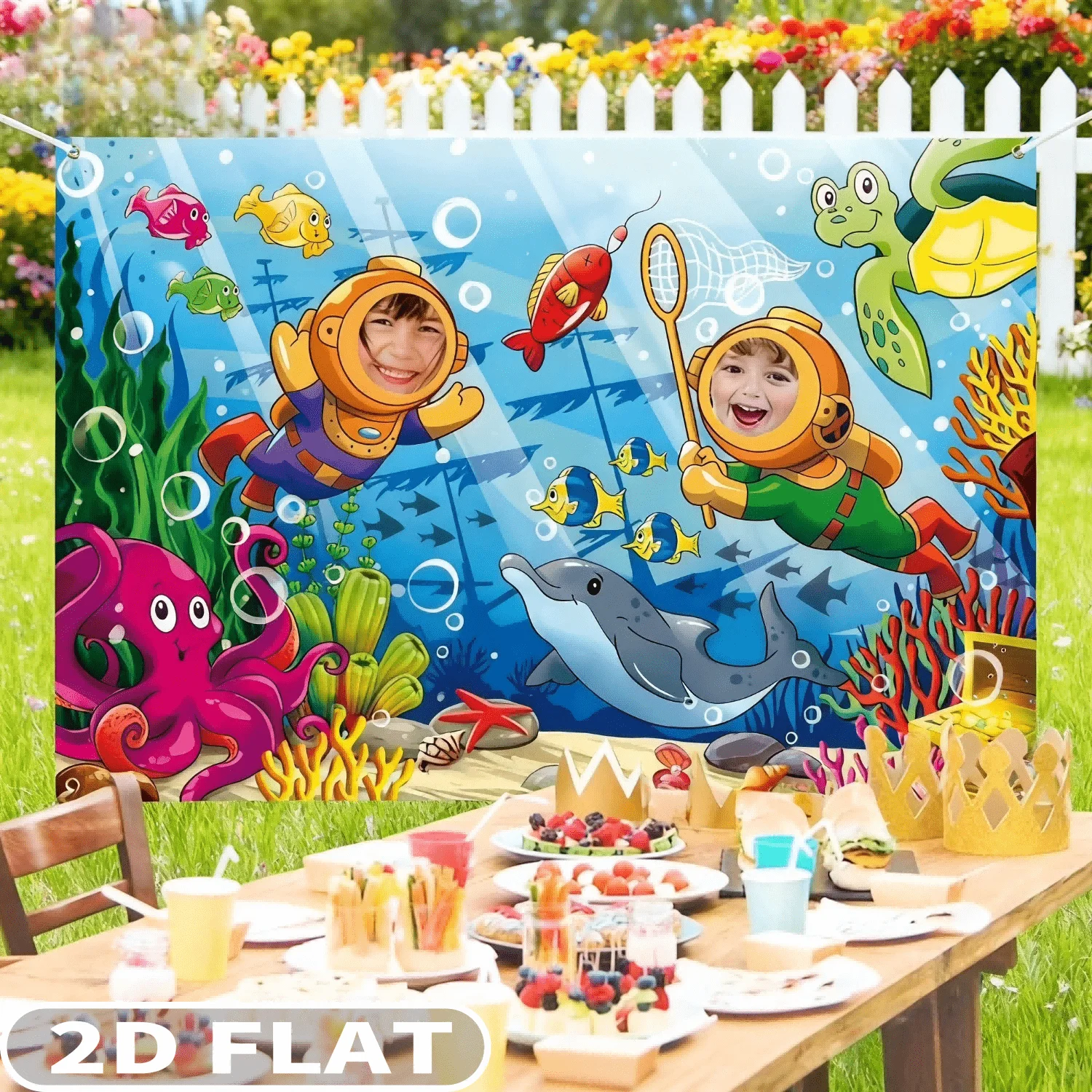 1pc Cartoon Undersea Diving Face Hole Banner, 100x150cm Polyester Underwater World Diver 2 Face Cutout Photo Props Backdrop
1pc Cartoon Undersea Diving Face Hole Banner, 100x150cm Polyester Underwater World Diver 2 Face Cutout Photo Props Backdrop