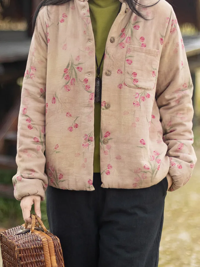 Faionable Retro Large Size Women's Cotton Jaet Stand Collar Printed Warm Outerwear with Wood ain Ruffle Design
Faionable Retro Large Size Women's Cotton Jaet Stand Collar Printed Warm Outerwear with Wood ain Ruffle Design